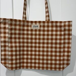Sézane “Vichy” Mustard Yellow Checkered Tote Bag